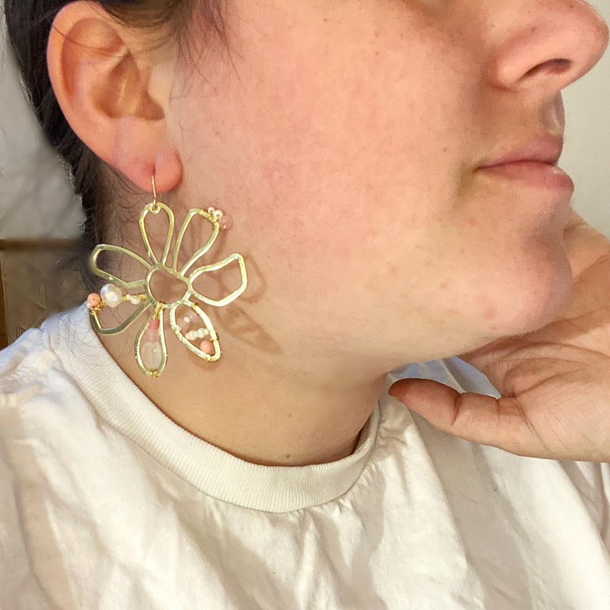 wire flower earrings