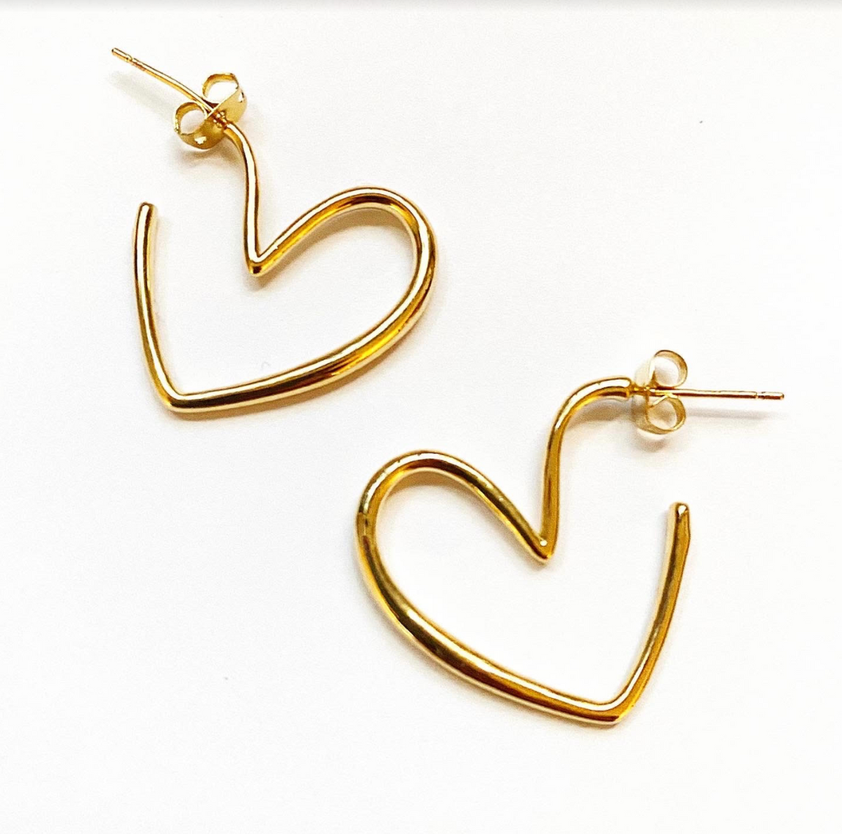 Gold heart 2025 shaped hoop earrings