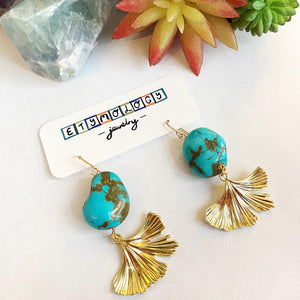 Turquoise Gingko Earrings