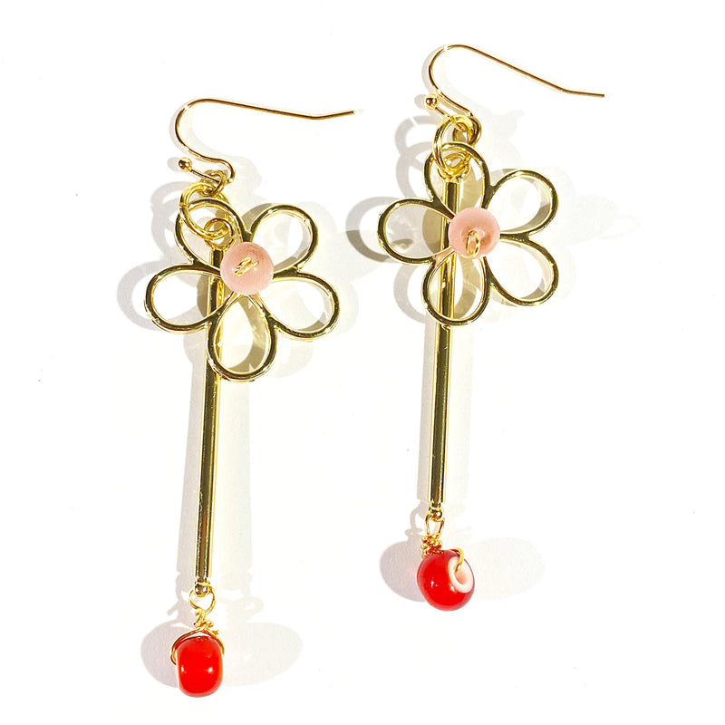 Etymology Jewelry - Red Dew Drop Earrings