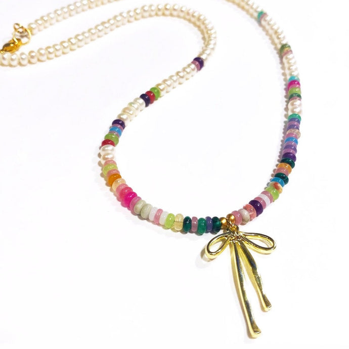 Rainbow Ombre Bow Necklace