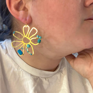 Flora Statement Earrings- Turquoise