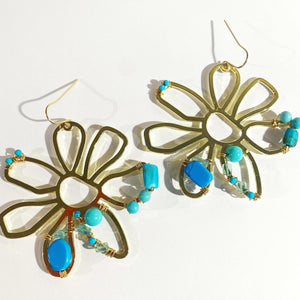 Flora Statement Earrings- Turquoise
