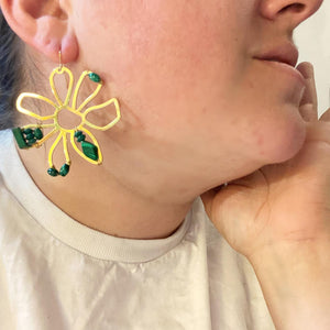 Flora Statement Earrings- Malachite